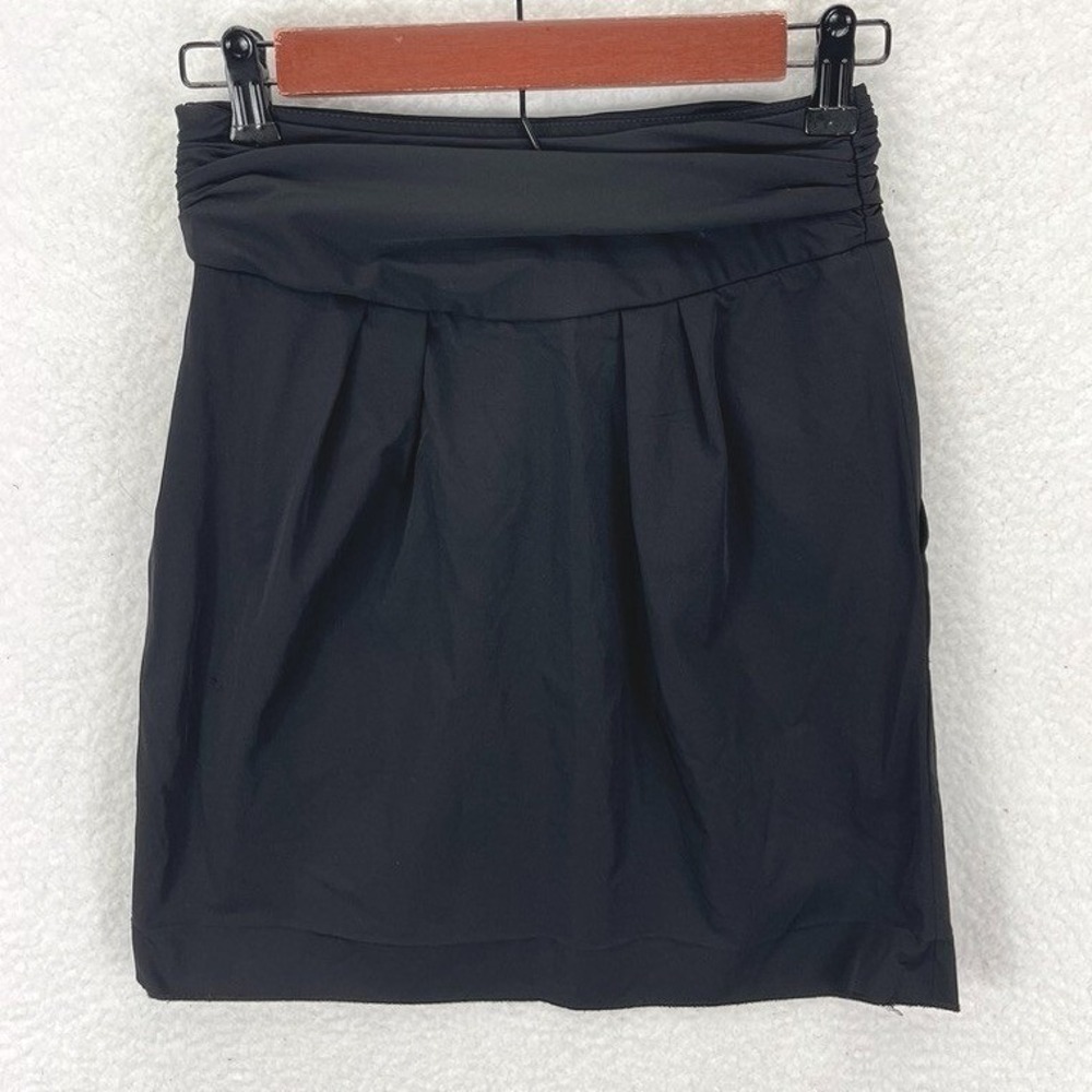 Diane von Furstenberg Ruched Pleated Mini Skirt Women's Size 0 Black Casual